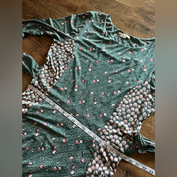 Boden Anna Jersey Floral polka dot Belted Midi Dress Green Women's Size 16 Long - Picture 9 of 16